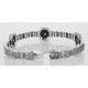 Art Deco Style Black Onyx and White Topaz Filigree Link Bracelet Sterling