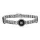 Art Deco Style Black Onyx and White Topaz Filigree Link Bracelet Sterling