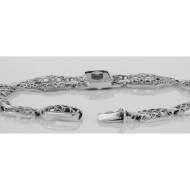 Art Deco Style Black Onyx Link Bracelet - Sterling Silver