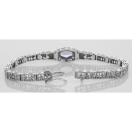Art Deco Amethyst / Diamond Bracelet - Sterling Silver