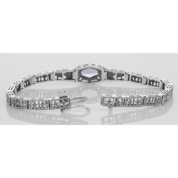Art Deco Amethyst / Diamond Bracelet - Sterling Silver