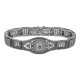 Art Deco Style 3 Stone Camphor Glass and Diamond Filigree Link Bracelet Sterling