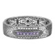 Art Deco Style Amethyst and Diamond Filigree Bangle Sterling Silver