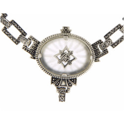 Custom Victorian Style Camphor Glass Diamond Chain - 18  - Sterling Silver