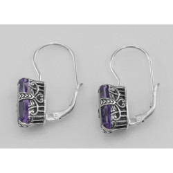 Amethyst Filigree Earrings - Sterling Silver