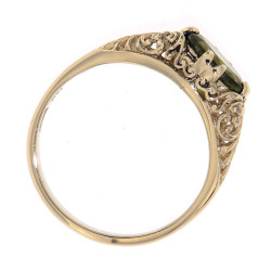14kt Yellow Gold Natural Green Oval Peridot Filigree Ring