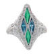 14kt White Gold Art Deco Style Ring w/ London Blue Topaz Green Chalcedony 14kt White Gold Art Deco Style Ring w/ London Blue Topaz Green Chalcedony