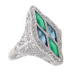 14kt White Gold Art Deco Style Ring w/ London Blue Topaz Green Chalcedony 14kt White Gold Art Deco Style Ring w/ London Blue Topaz Green Chalcedony