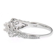 14kt White Gold Art Deco Semi Mount for 3 Filigree Ring Sapphire accents