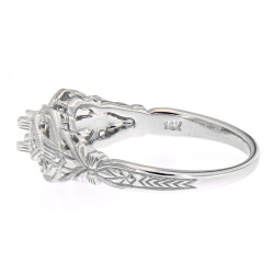 14kt White Gold Art Deco Semi Mount for 3 Filigree Ring Sapphire accents