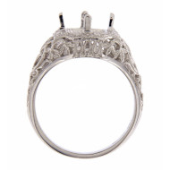 10 x 8 Victorian Style Semi Mount Ring - 14kt White Gold