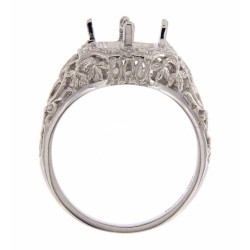 10 x 8 Victorian Style Semi Mount Ring - 14kt White Gold