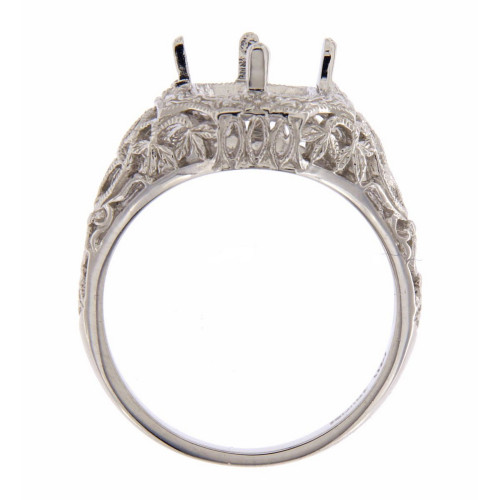10 x 8 Victorian Style Semi Mount Ring - 14kt White Gold 10 x 8 Victorian Style Semi Mount Ring - 14kt White Gold