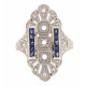 14kt White Gold Semi Mount Diamond and Sapphire Ring - Art Deco Style 14kt White Gold Semi Mount Diamond and Sapphire Ring - Art Deco Style