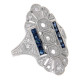 14kt White Gold Semi Mount Diamond and Sapphire Ring - Art Deco Style 14kt White Gold Semi Mount Diamond and Sapphire Ring - Art Deco Style
