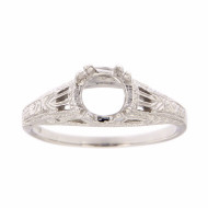 14kt White Gold Semi Mount for 6 Stone Solitaire Filigree Ring Sterling