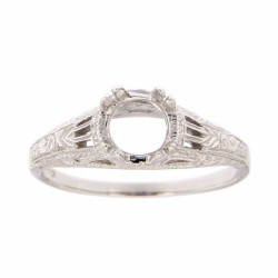 14kt White Gold Semi Mount for 6 Stone Solitaire Filigree Ring Sterling