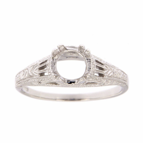 14kt White Gold Semi Mount for 6 Stone Solitaire Filigree Ring Sterling 14kt White Gold Semi Mount for 6 Stone Solitaire Filigree Ring Sterling