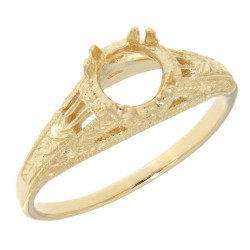 14kt Yellow Gold Semi Mount for 6 Gemstone Filigree Ring Solitaire