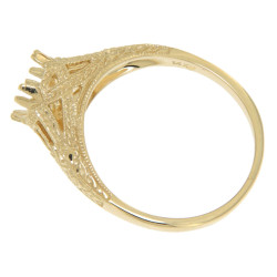14kt Yellow Gold Semi Mount for 6 Gemstone Filigree Ring Solitaire