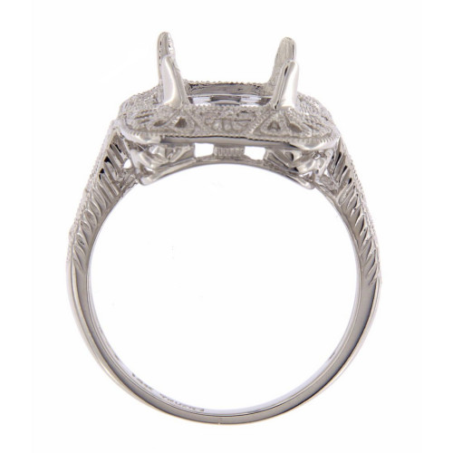 10 x 8 Victorian Style Semi Mount Ring - 14kt White Gold 10 x 8 Victorian Style Semi Mount Ring - 14kt White Gold