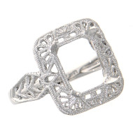 10 x 8 Victorian Style Semi Mount Ring - 14kt White Gold