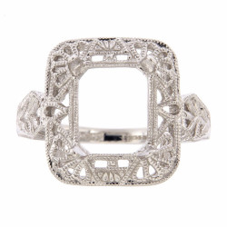 10 x 8 Victorian Style Semi Mount Ring - 14kt White Gold