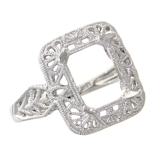 10 x 8 Victorian Style Semi Mount Ring - 14kt White Gold 10 x 8 Victorian Style Semi Mount Ring - 14kt White Gold
