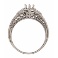 14kt White Gold Semi Mount for 4.5 Stone Filigree Ring w/ 2 Diamonds