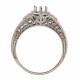 14kt White Gold Semi Mount for 4.5 Stone Filigree Ring w/ 2 Diamonds 14kt White Gold Semi Mount for 4.5 Stone Filigree Ring w/ 2 Diamonds
