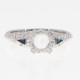 14kt White Gold Semi Mount Ring for 6 Round Stone with Sapphire Accents 14kt White Gold Semi Mount Ring for 6 Round Stone with Sapphire Accents