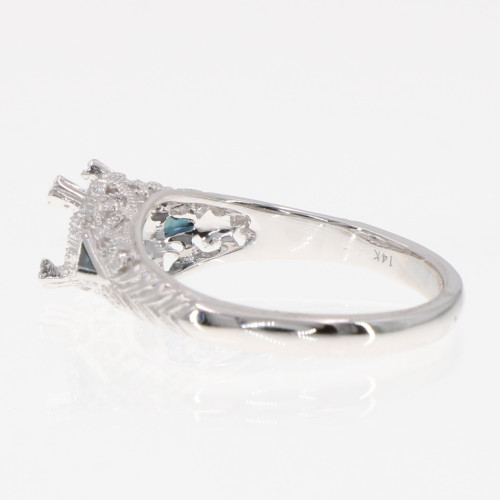 14kt White Gold Semi Mount Ring for 6 Round Stone with Sapphire Accents 14kt White Gold Semi Mount Ring for 6 Round Stone with Sapphire Accents