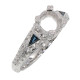 14kt White Gold Semi Mount Ring for 6 Round Stone with Sapphire Accents 14kt White Gold Semi Mount Ring for 6 Round Stone with Sapphire Accents
